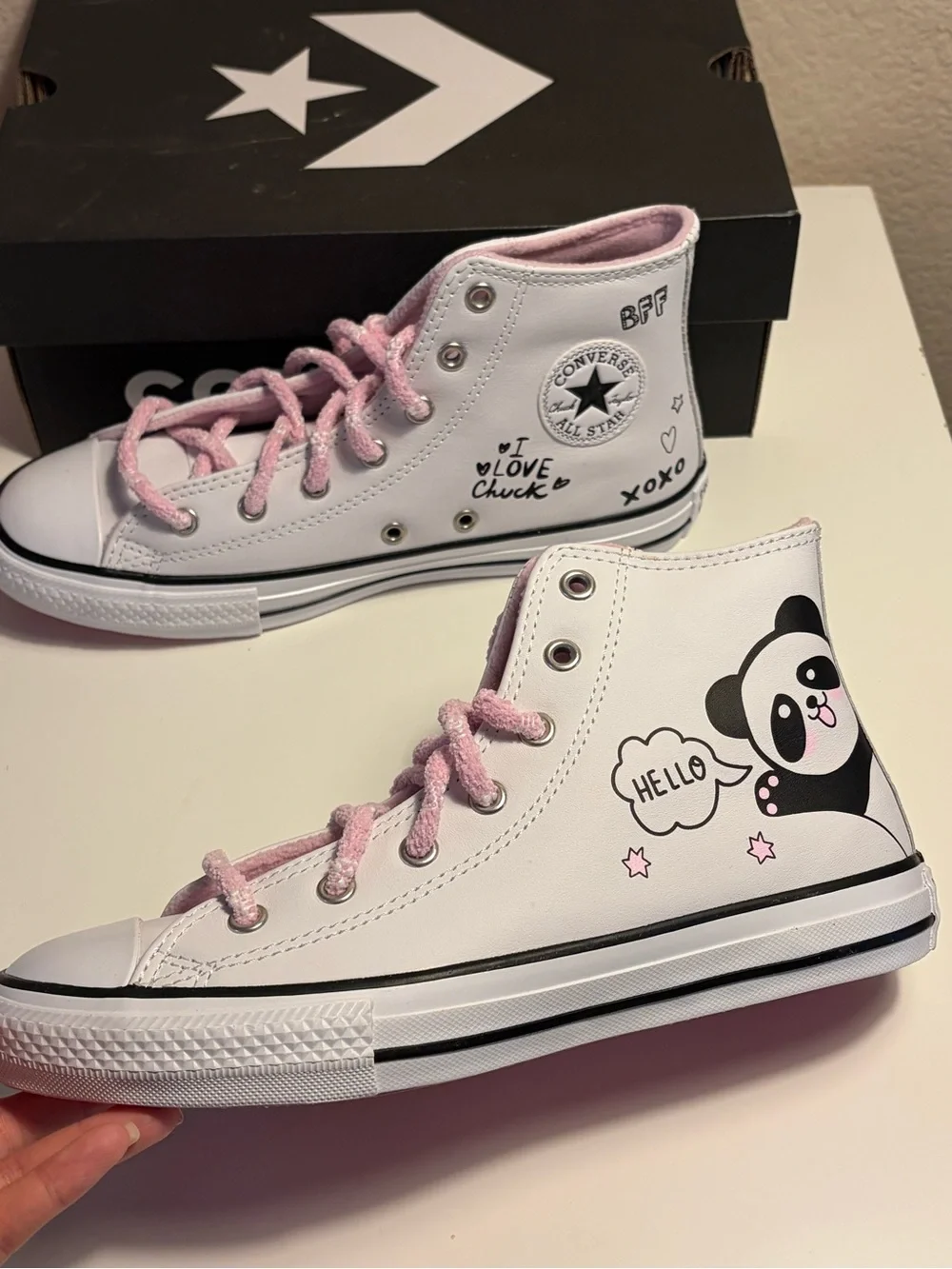 Converse Chuck Taylor All Star High Top Panda Pink Girls Shoes Junior 5 669725C